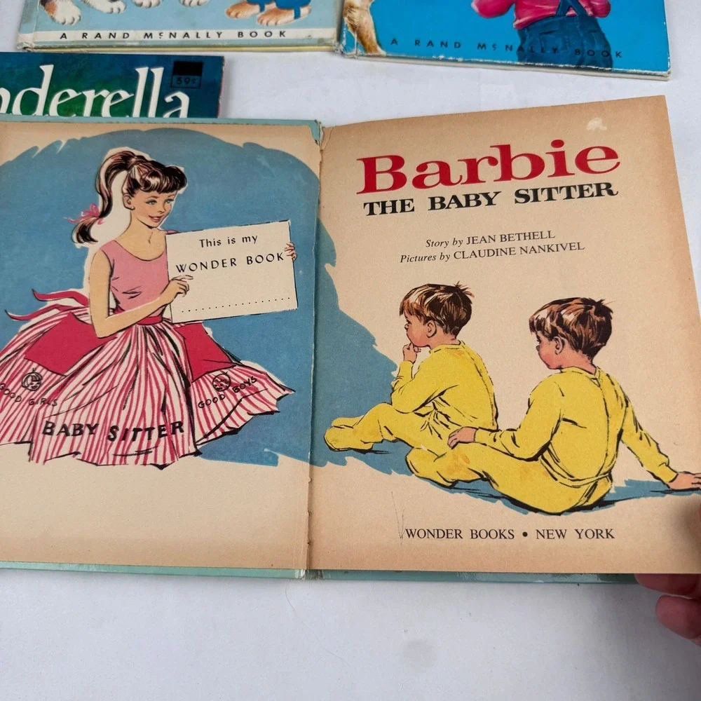 Vintage Children Hardback Books Lot of 5 Wonder Books Barbie Three Little Kitten